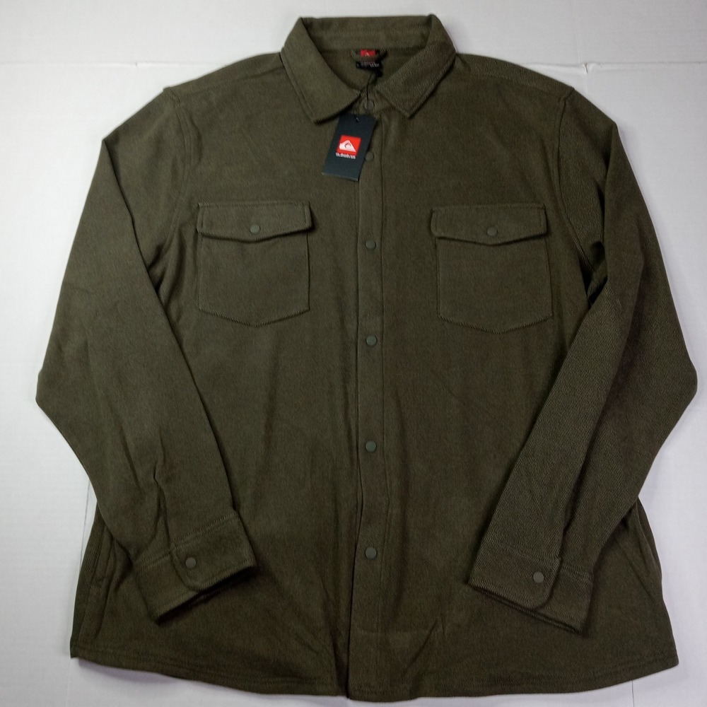 Quiksilver Snap Front Textured Over-Shirt Jacket Men's Size 2XL XXL Green NWT